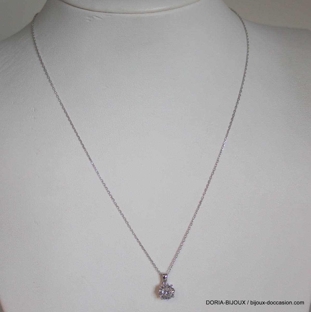 Collier Or Gris 18k, 750 Diamants 0.45cts Effet 1ct