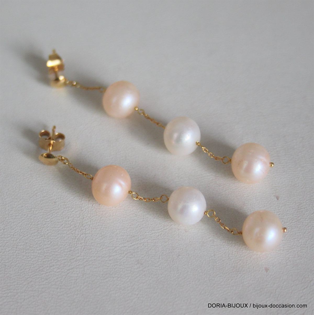 Boucles D'oreilles Or 18k Perles - 6.65gr