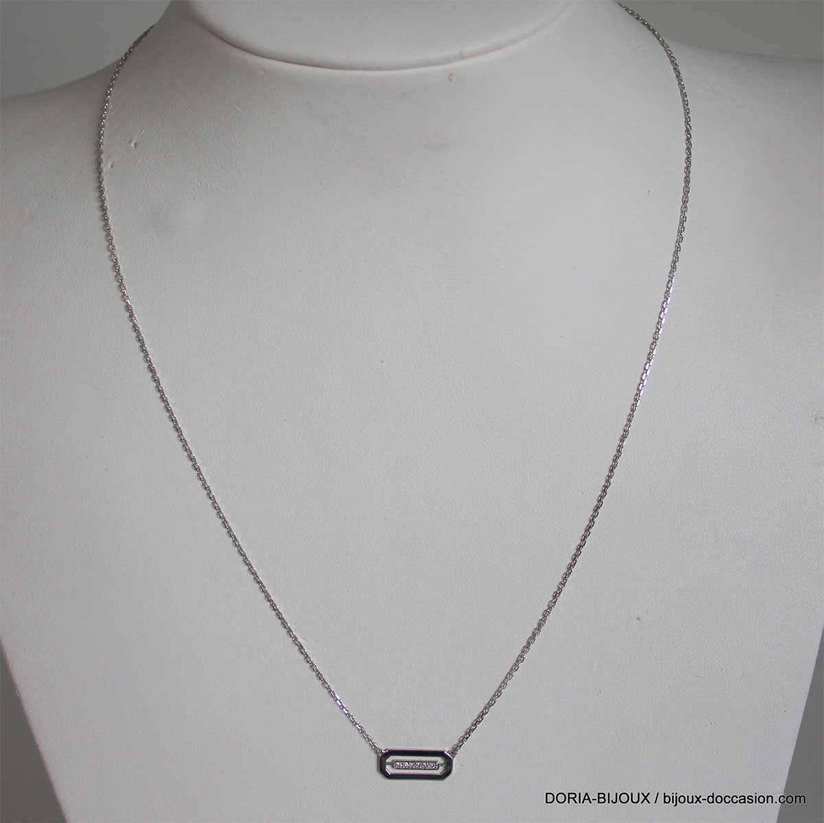 Collier Or Gris 18k Pendentif Diamant - 2.10 Grs