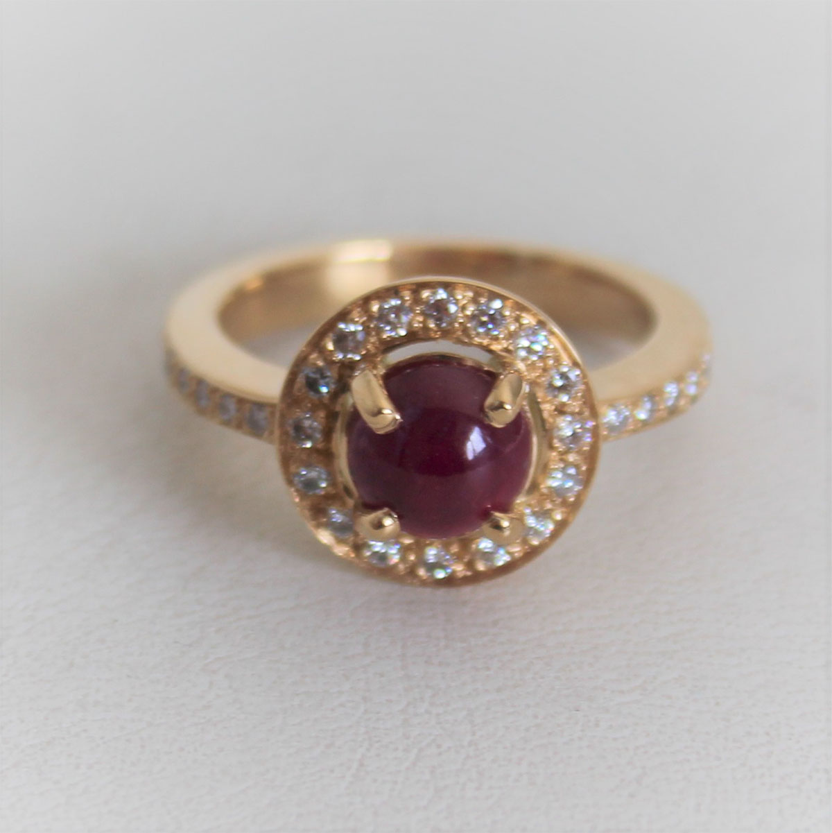 Bague Or 18k 750 Rubis & Diamants - 5.42grs- 51