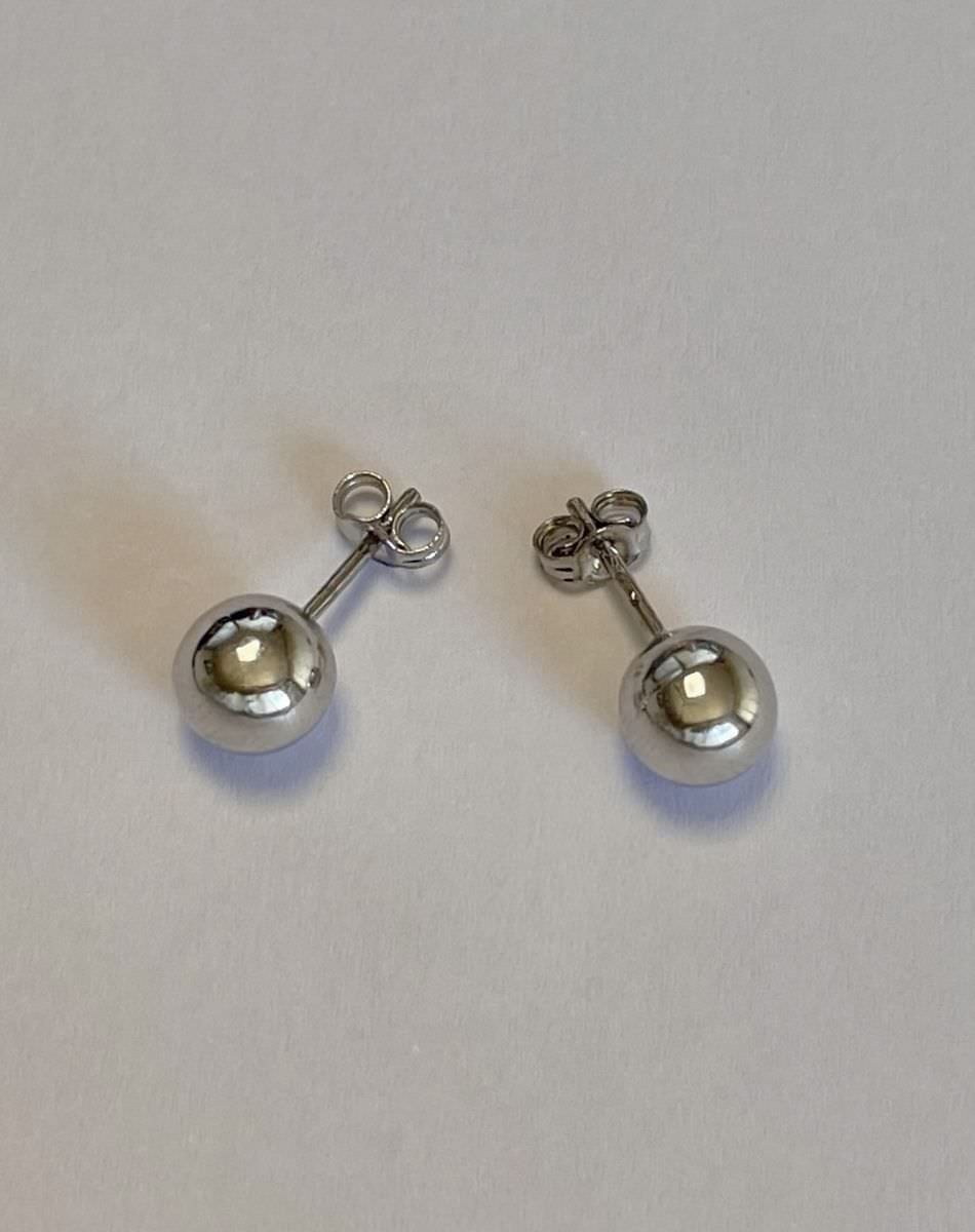 Boucles d'oreilles boules 7mm or blanc 18k 750/000