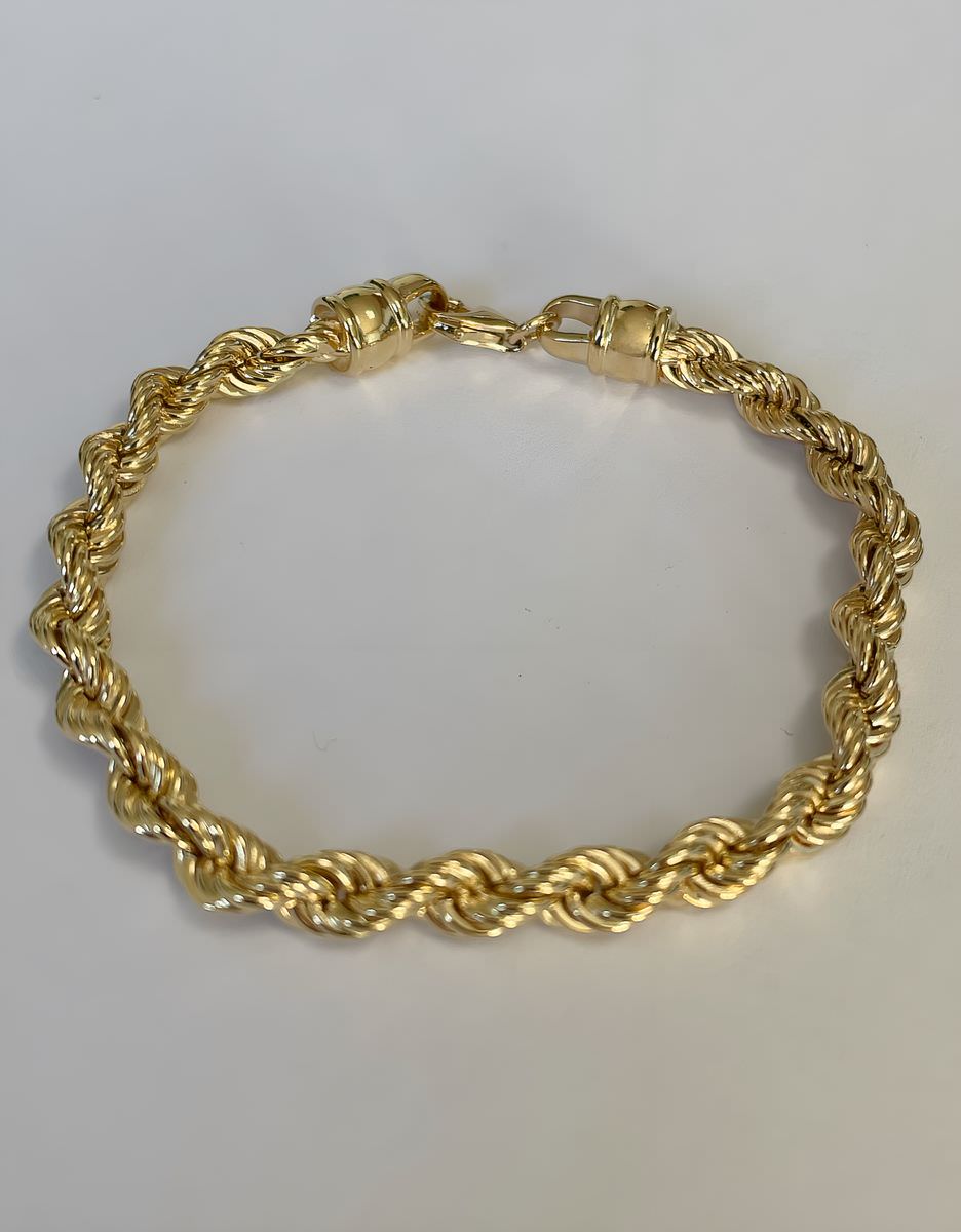 Bracelet or 18k 6.85 grs maille corde 19cm 6mm