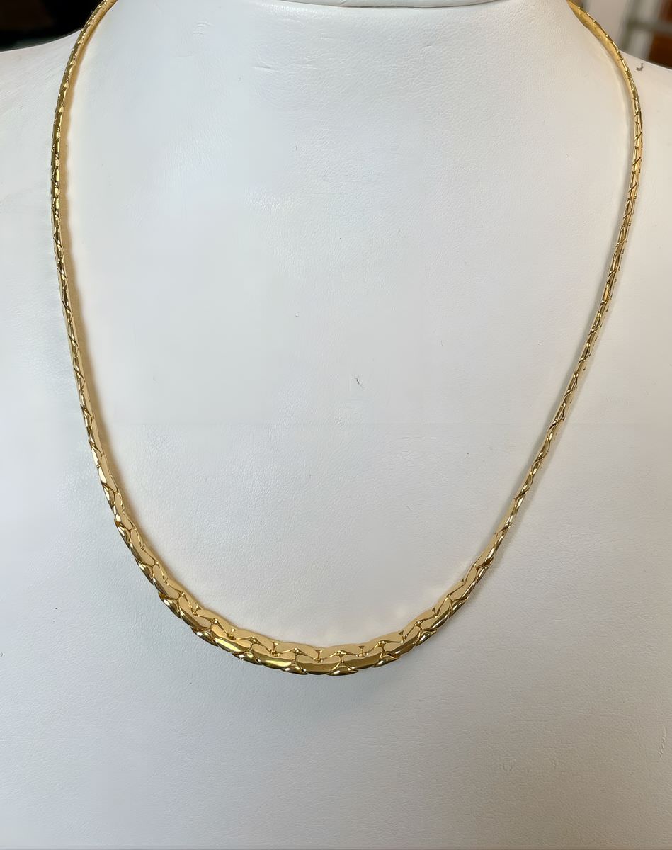 Collier or 18k 16.10 grs maille haricot en chute 45