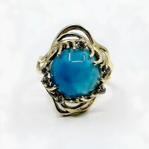 Bague or 14k Turquoise Diamants 6.72grs - 59