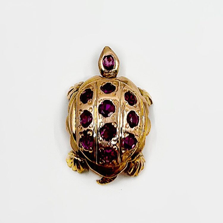 Pendentif Tortue Rubis or 18k 2.18grs