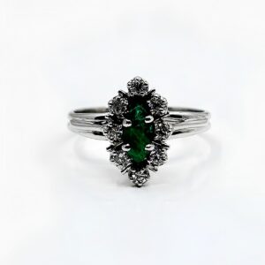 Bague or 18k 3.25grs Emeraude Diamants crt no 54