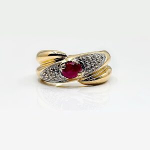 Bague or 18 carats 5.72 grs Rubis et Diamants