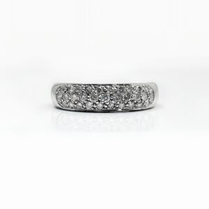 Bague or blanc 18k 3.36grs demi jonc diamants 0.30ct