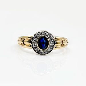 Bague or 9 carats 1.99 grs et saphir